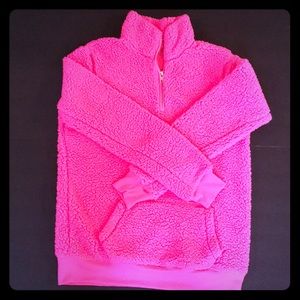 Neon pink fuzzy pullover